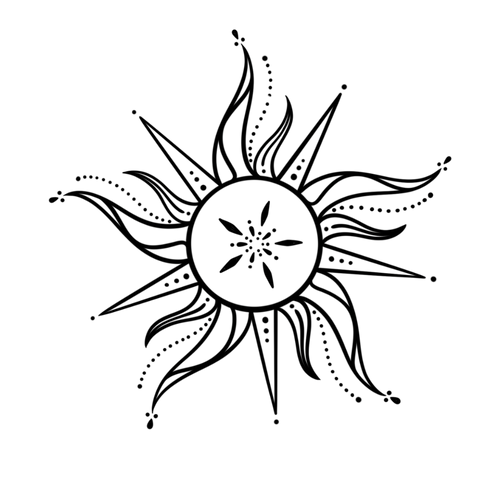 Tatouage soleil avec étoile