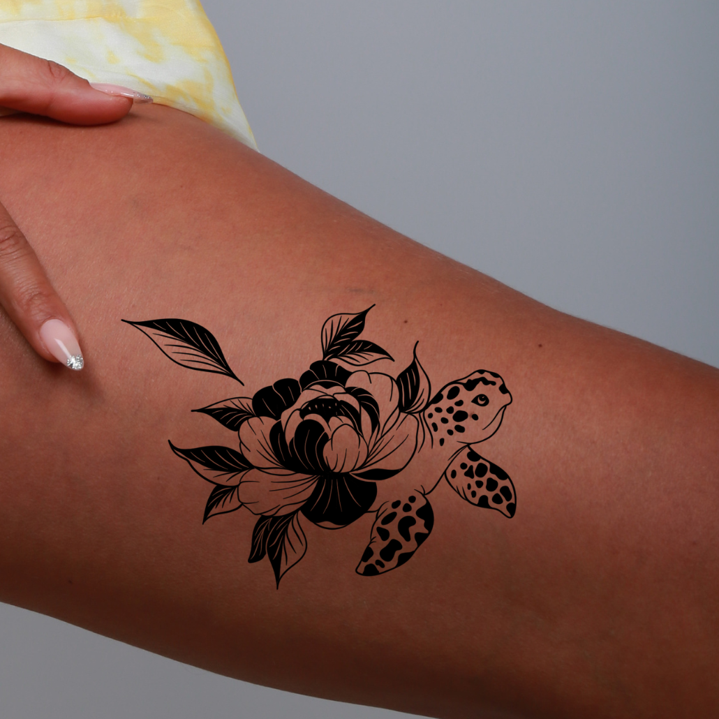 Flash Tattoo | Tartaruga fiorita - simbolo di longevità e saggezza – The  Flash Tattoo