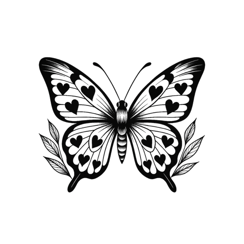 Tatouage papillon réaliste avec coeur