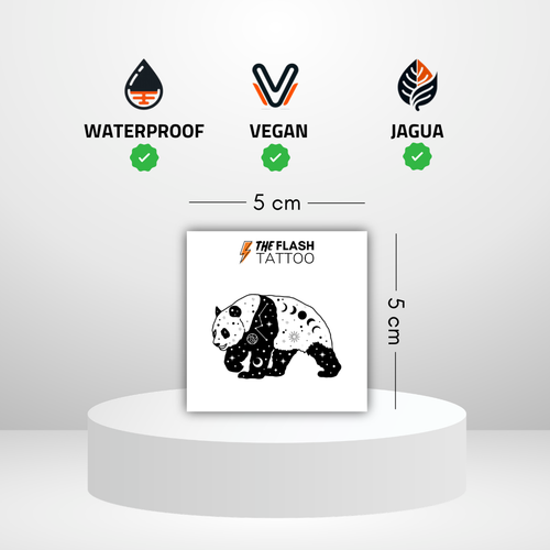 Tatouage ephemere panda realiste longue duree jusqu'a 2 semaines