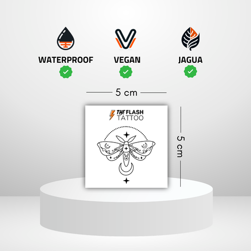 Tatouage ephemere papillon avec lune