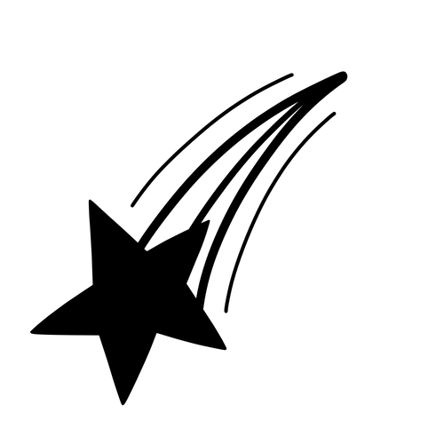 Tatouage étoile filante noire minimaliste
