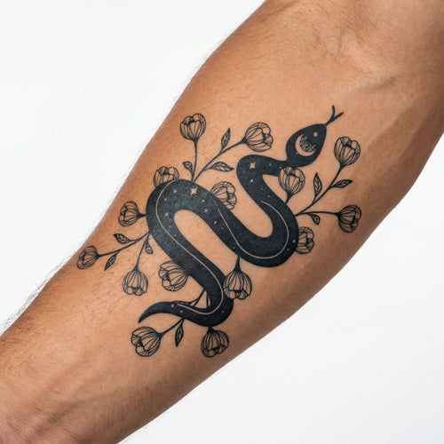 Tatouage homme serpent sur le bras