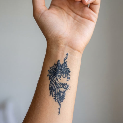 Tatouage ephemere lion au jagua longue tenue jusqu'à 2 semaines