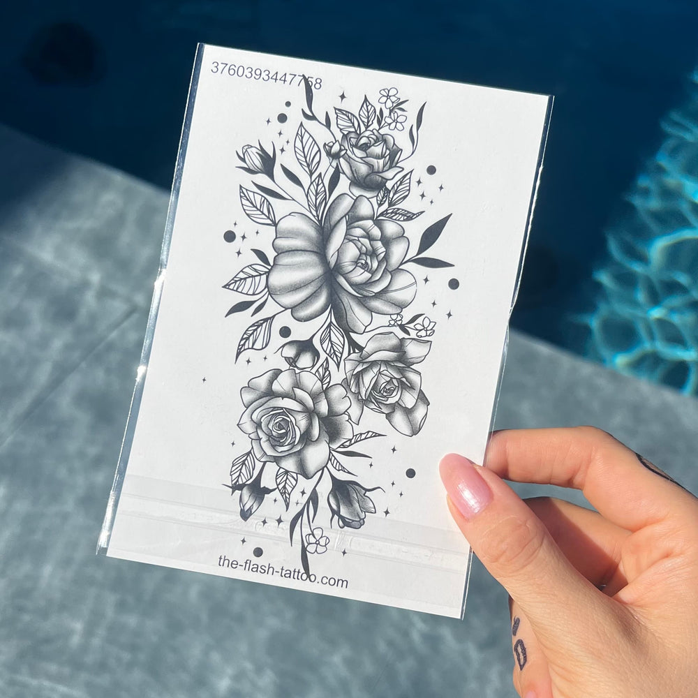 Tatouage éphémère pour femme grande rose réaliste
