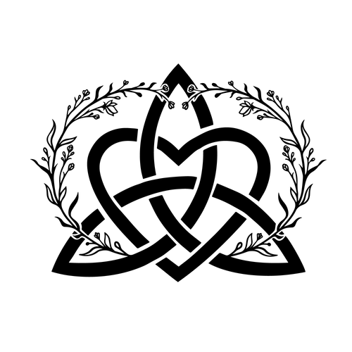 Tatouage viking noeud de la trinité triquetra avec ornement végétal