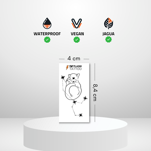 Tatouage ephemere chat spirituel avec étoiles