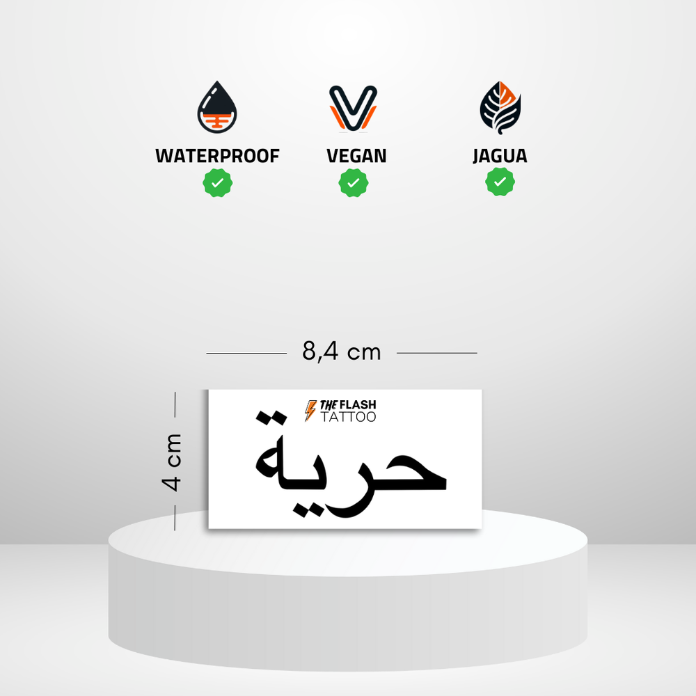 Tatouage ephemere écriture arabe liberté citation