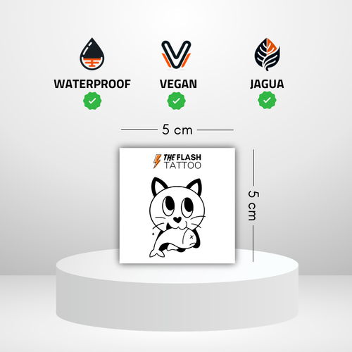 Tattoo ephemere chat cartoon noir et blanc