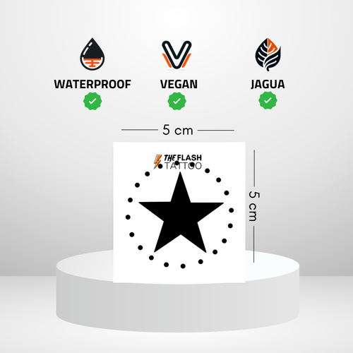 Tattoo ephemere etoile noire avec points geometrique à l'encre de jagua