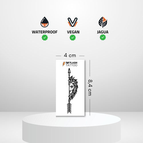 Tattoo éphémère lion avec flèche stylé et réaliste