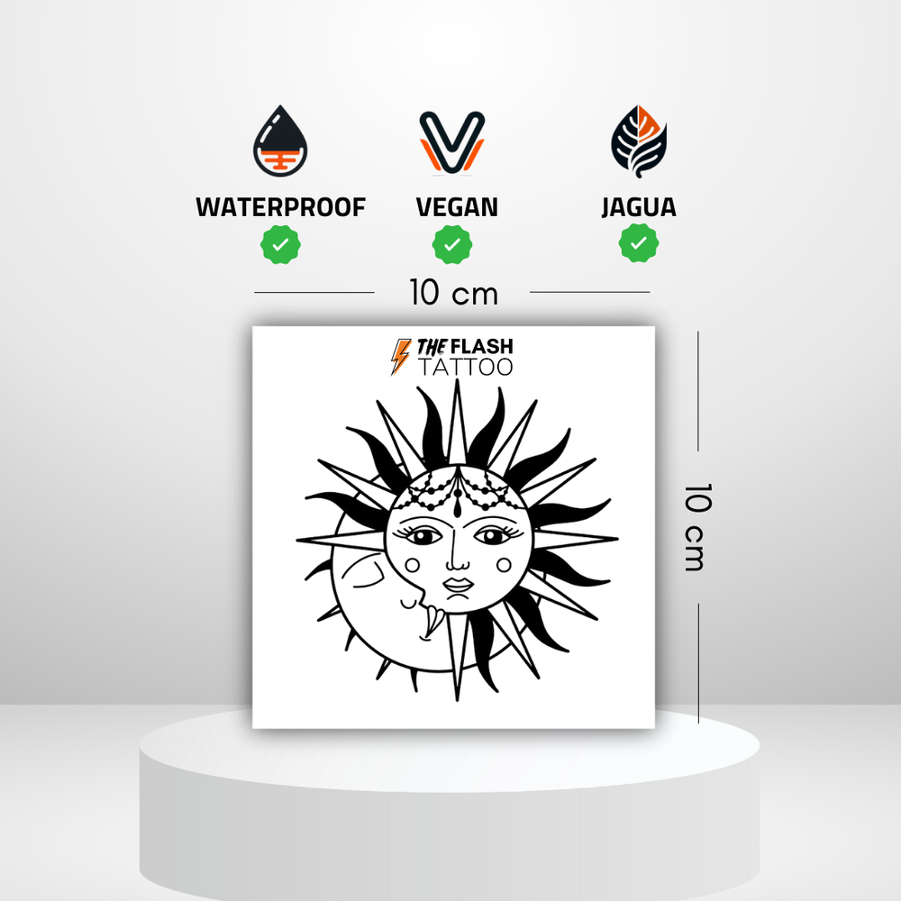 Tatouage ephemere eclipse de lune et soleil réaliste qui dure deux semaines à l'encre de jagua