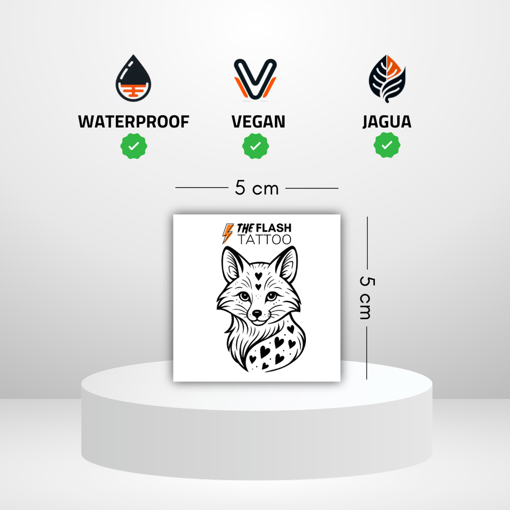 Tatouage éphémère renard avec coeur